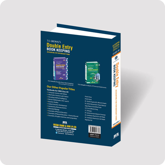 T.S. Grewal's Double Entry Book Keeping (Vol. 1) book for CBSE Class 12