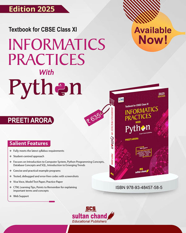 Informatics Practices with Python: Textbook for CBSE Class XI (2025-26 ...