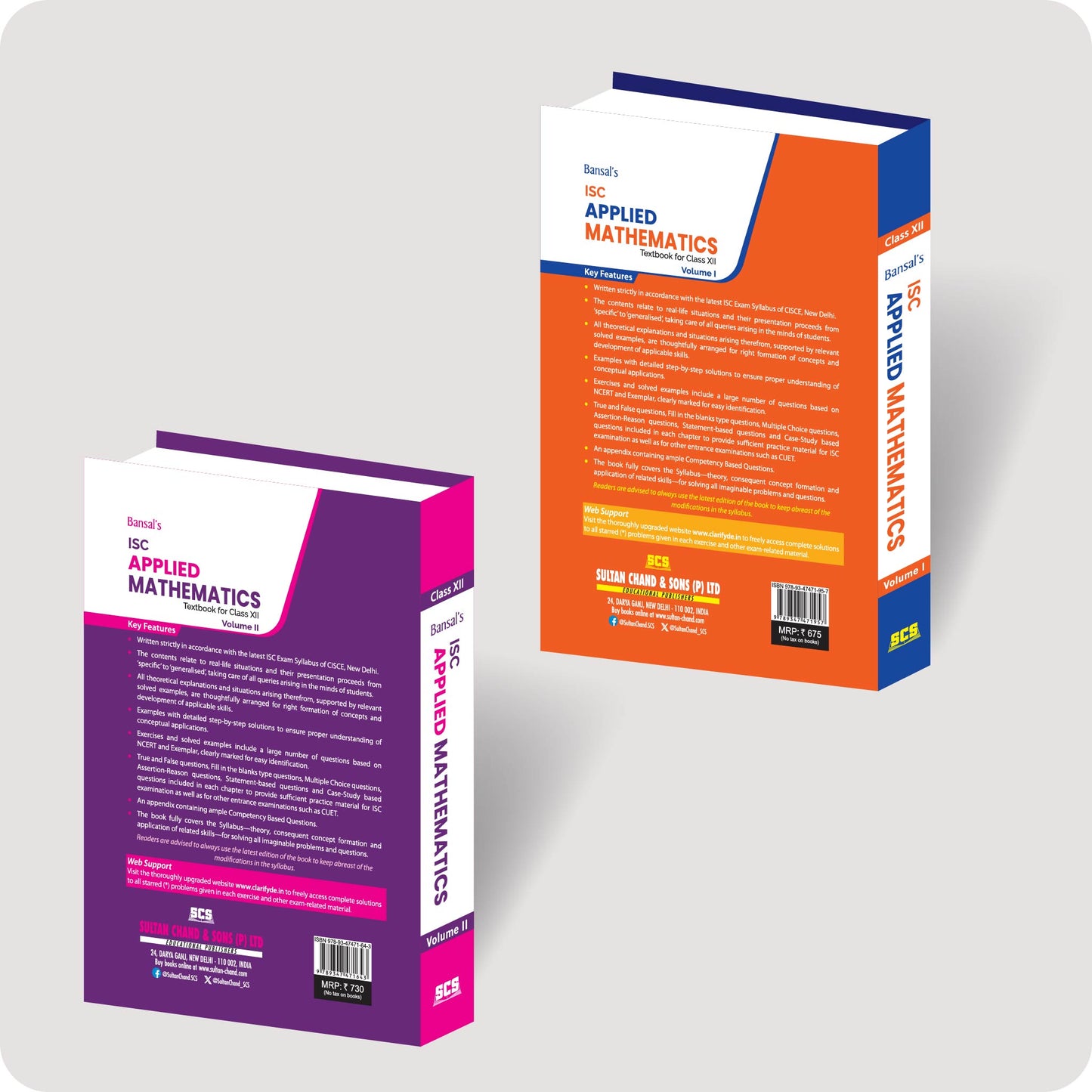 Bansal's Applied Maths book for ISC Class 12 - Vol. I & II 